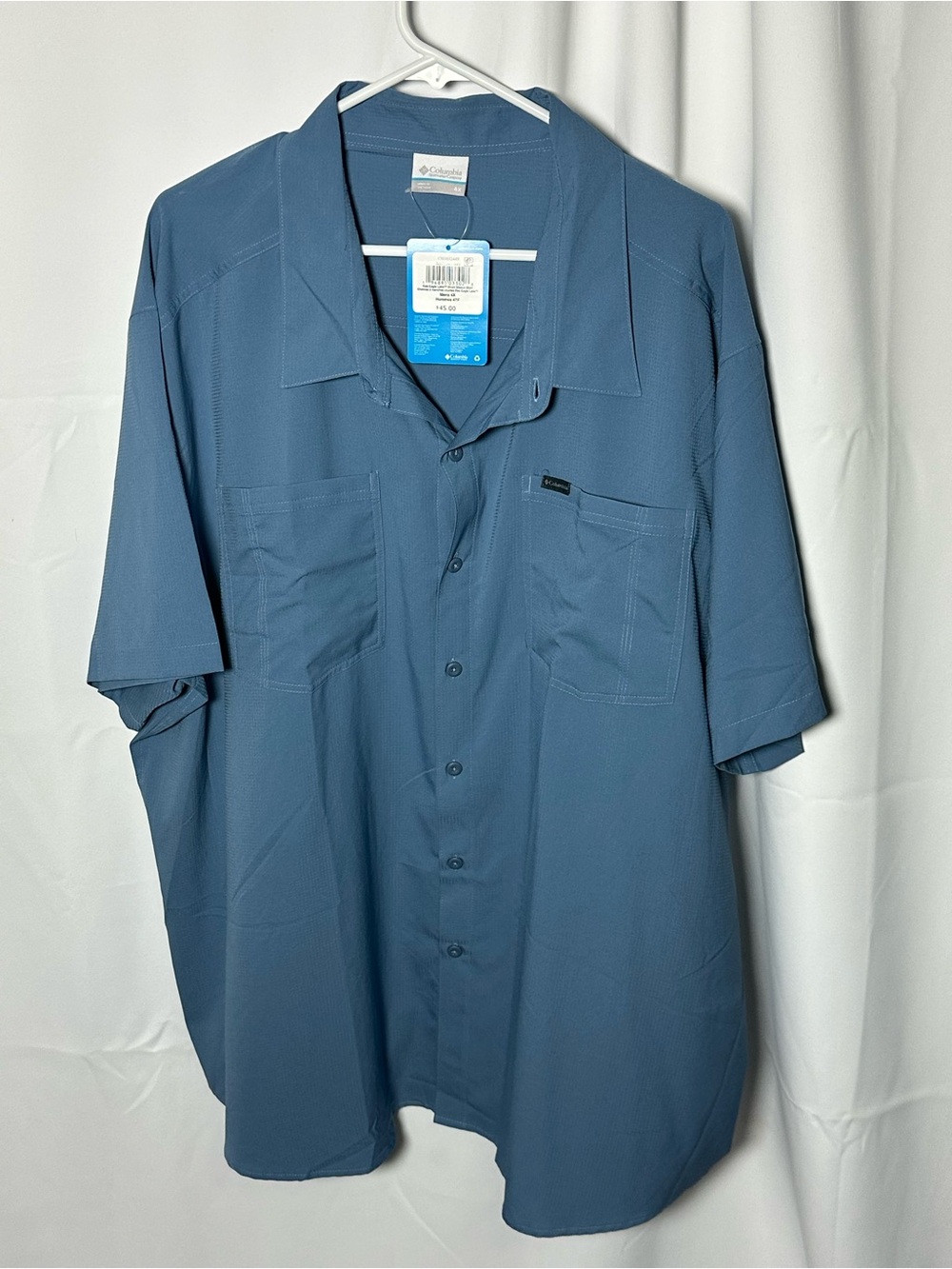 NWT Columbia 4XL Short Sleeve Button-Up Shirt in Slate Blue